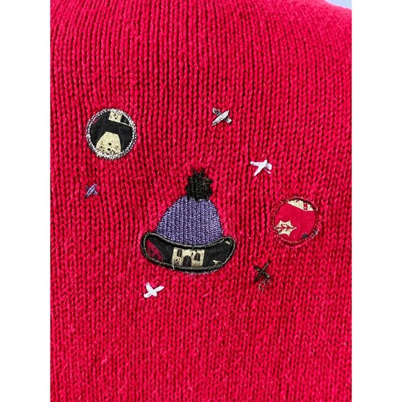 Christopher & Banks Snowman Zip Sweater Vest XL Red Snowman Cotton Ramie Blend - Picture 7 of 16